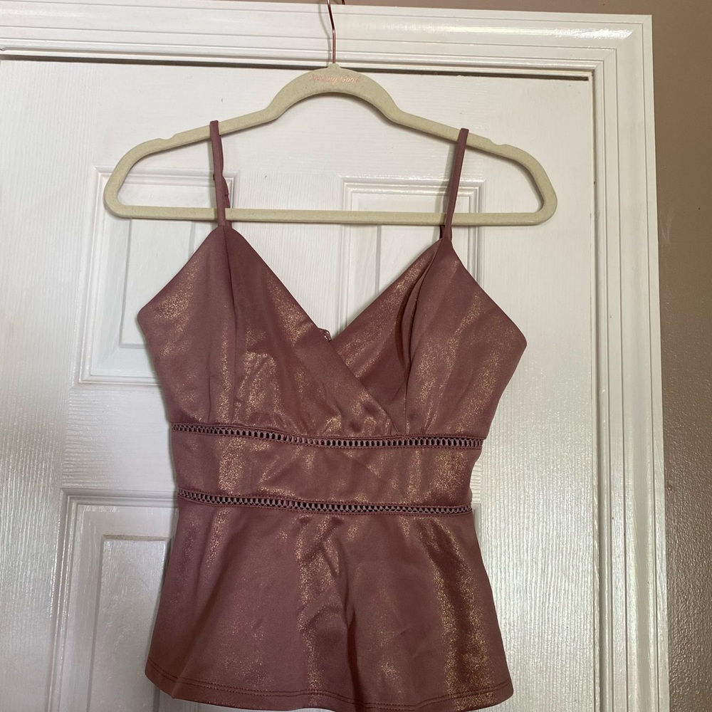 Metallic Mauve Peplum Tank-Trixxi, size M